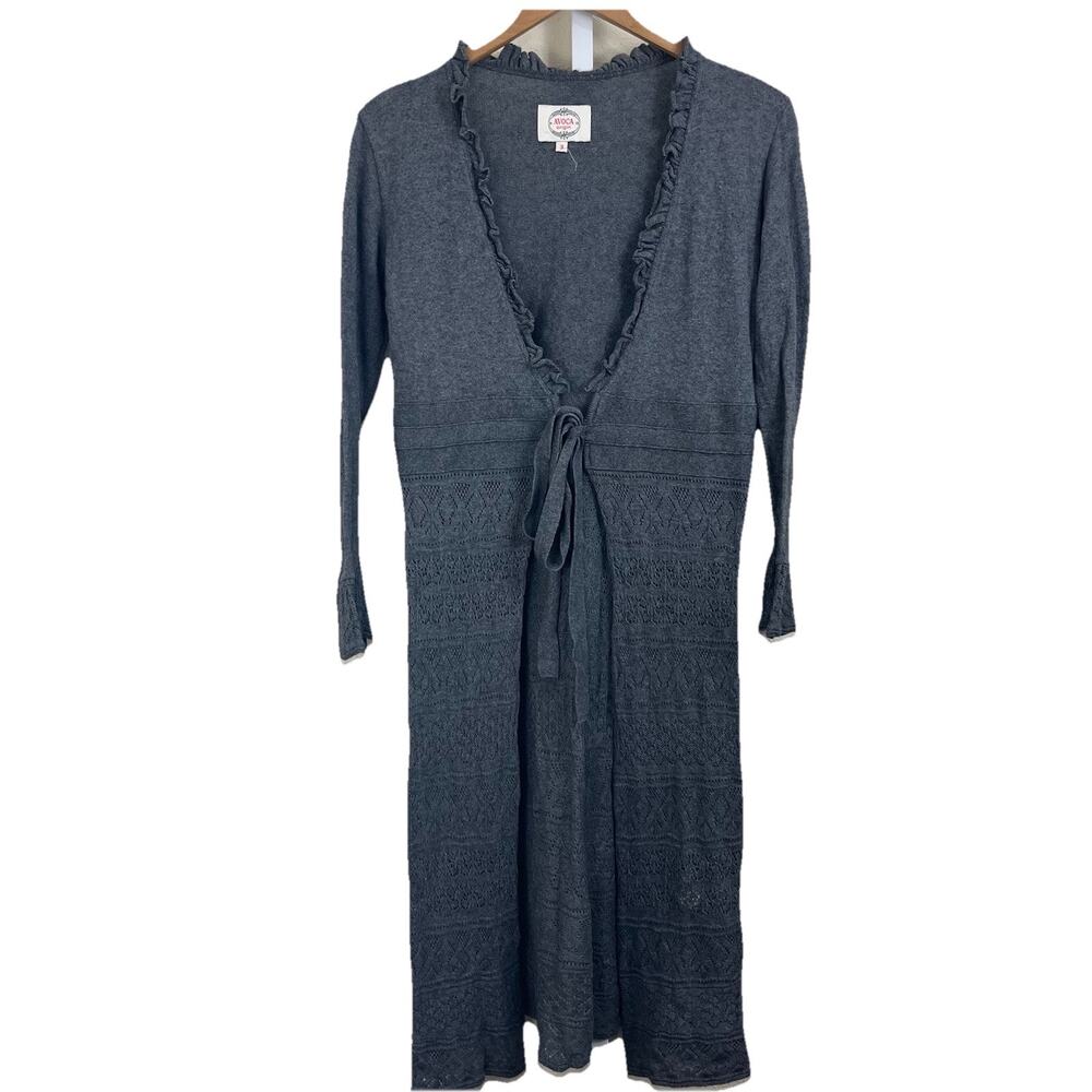 Avoca Origin Knit Tie Front Cardigan Sweater Womens 3 L Large Cashmere Angora